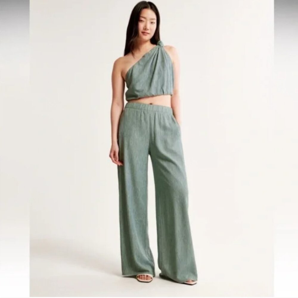 Abercrombie Crinkle Textured Pull On Pants | Sage Green | NWT | XXXL Long - Picture 2 of 8